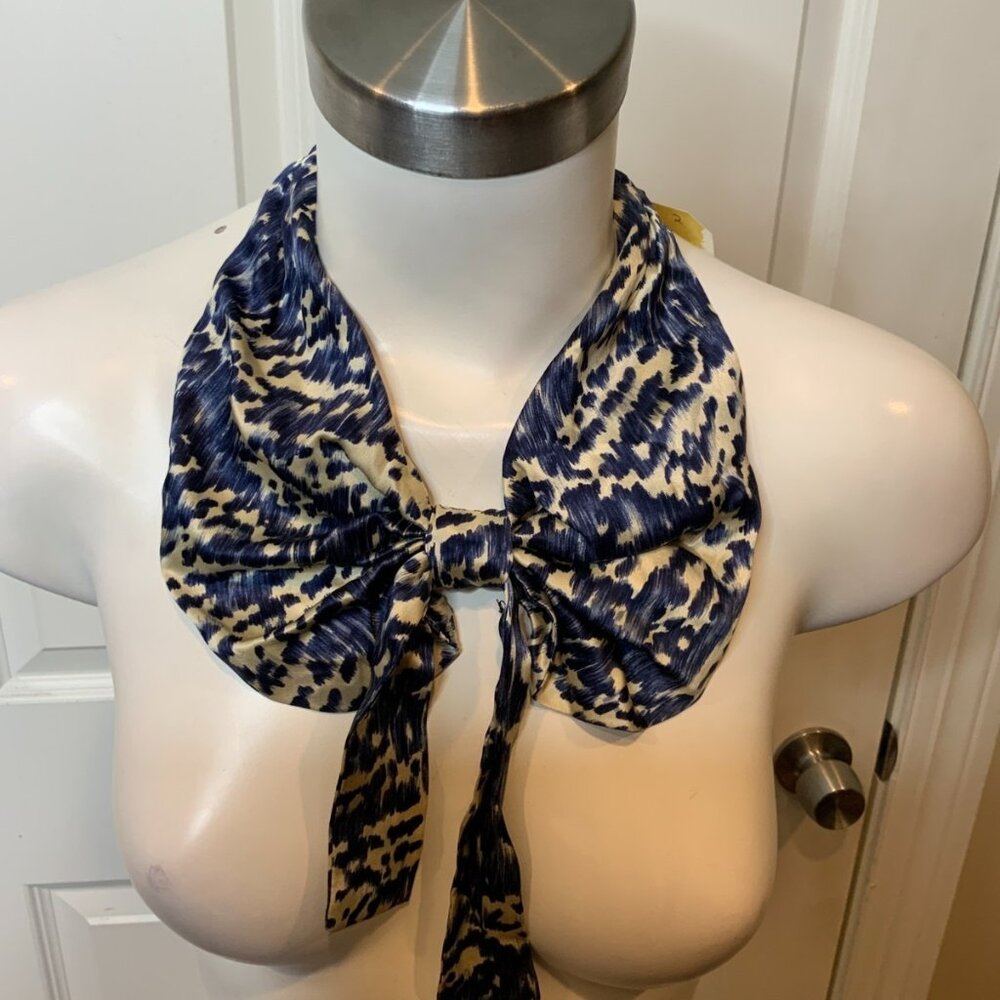 Timo Weiland Blue White Splatter Print Silk Oversized Bow Tie One Size